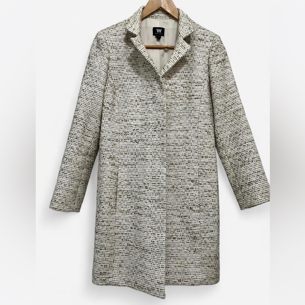 W by Worth Textured Tweed Tan Trench Coat Women’s Size P (Petite)